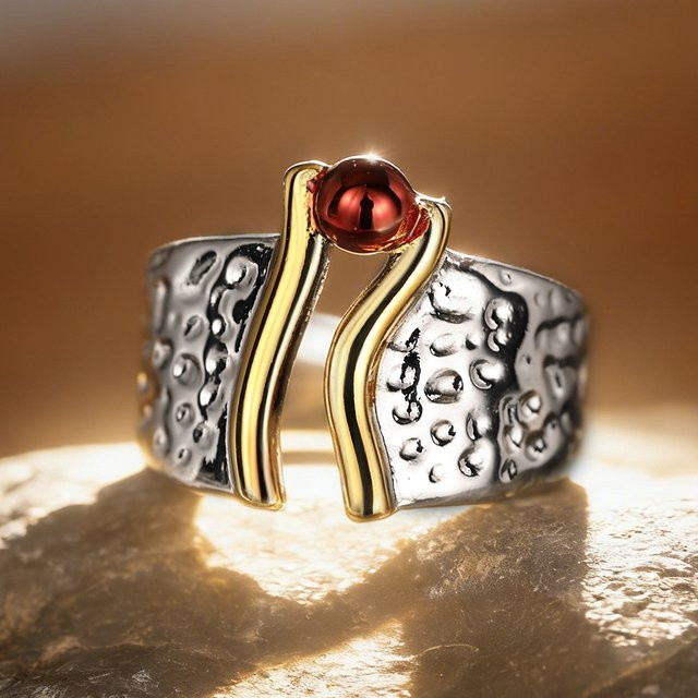 Huitan Ring, Bicolor, Vintage, Damen - Bild 1