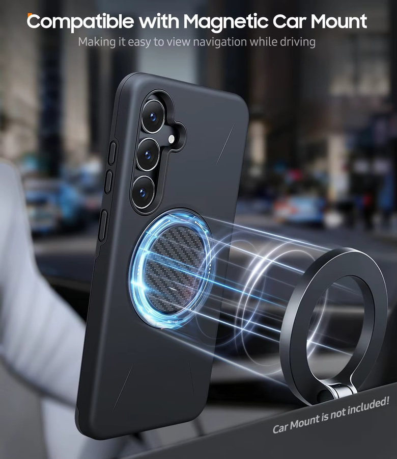 Stoßfeste Dual Layer Magnetische Schutzhülle mit Ringhalter und Kickstand für Samsung Galaxy A37 und Samsung Galaxy A57 in Schwarz - Bild 4