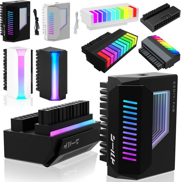 Shunmaii ATX 24 Pin auf 180/90 Grad Netzstecker-Adapter für 5V 3PIN ARGB Mainboard und Netzteil, Multicolour - Bild 1