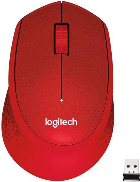 Logitech M330 Silent Plus kabellose Maus in Rot mit USB-A-Empfänger - Bild 1