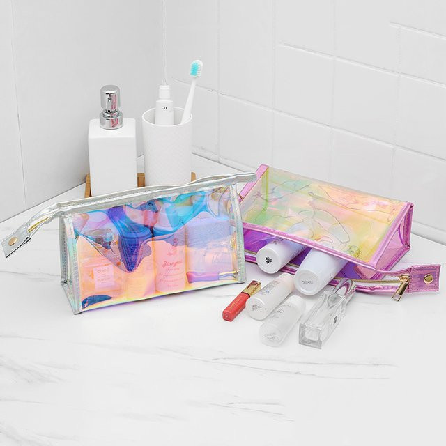 NANCY TINO Make-up-Tasche für Damen, transparent glitzernd - Bild 1