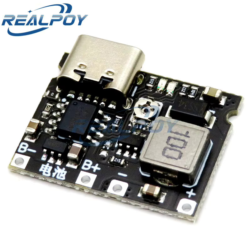 REALPOY TP4056 Step Up Modul für 18650 Lithium Li-Ion Batterien, Einstellbar, 2A, Grün, mit Micro-USB Anschluss - Bild 2