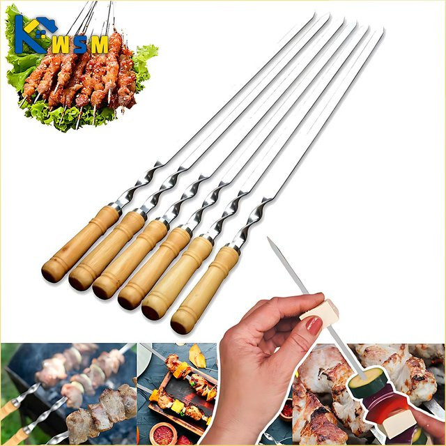 Edelstahl BBQ Grillspieße mit langem Griff, Silber, Länge: 55 cm - Bild 1