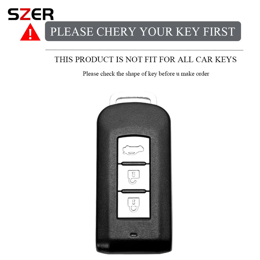 SZER TPU Auto-Fernschlüsselhülle für Mitsubishi Outlander ASX Pajero LANCER Sport Eclipse, 3-Tasten Smart Keyless Zubehör, Schwarz - Bild 2