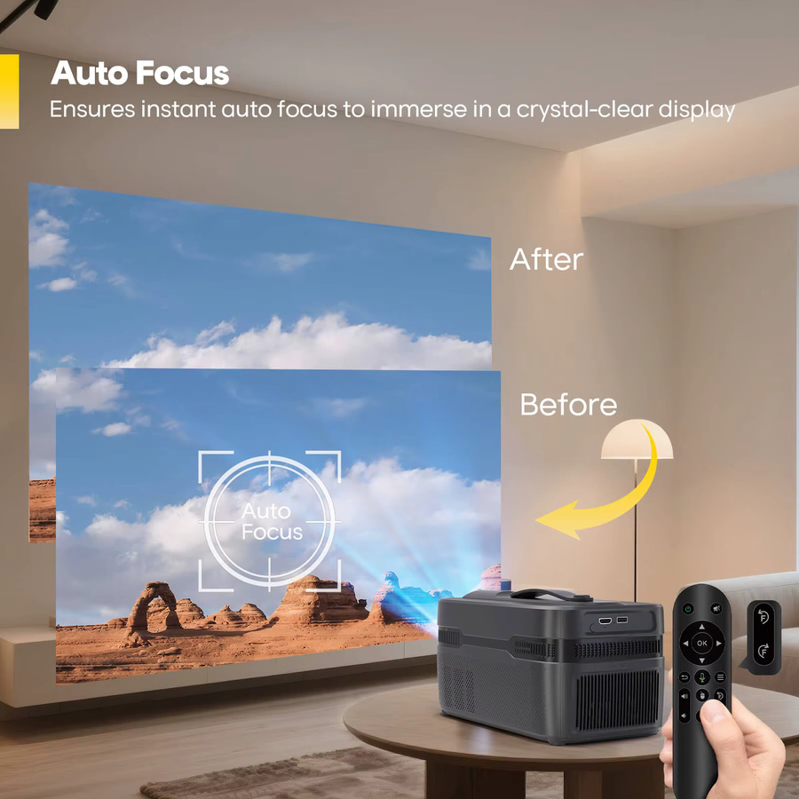 Magcubic HY450C Projektor in Schwarz mit 900 ANSI Lumen, 4K UHD Unterstützung, Native 1080P Auflösung, Ultra-Kurzdistanz, Allwinner H726, WIFI6 und Bluetooth 5.4 - Bild 4