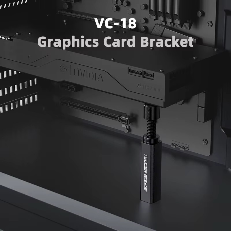 TEUCER VC-18 GPU-Halterung, verstellbarer vertikaler Teleskop-Ständer mit Drehfunktion, Schwarz - Bild 2