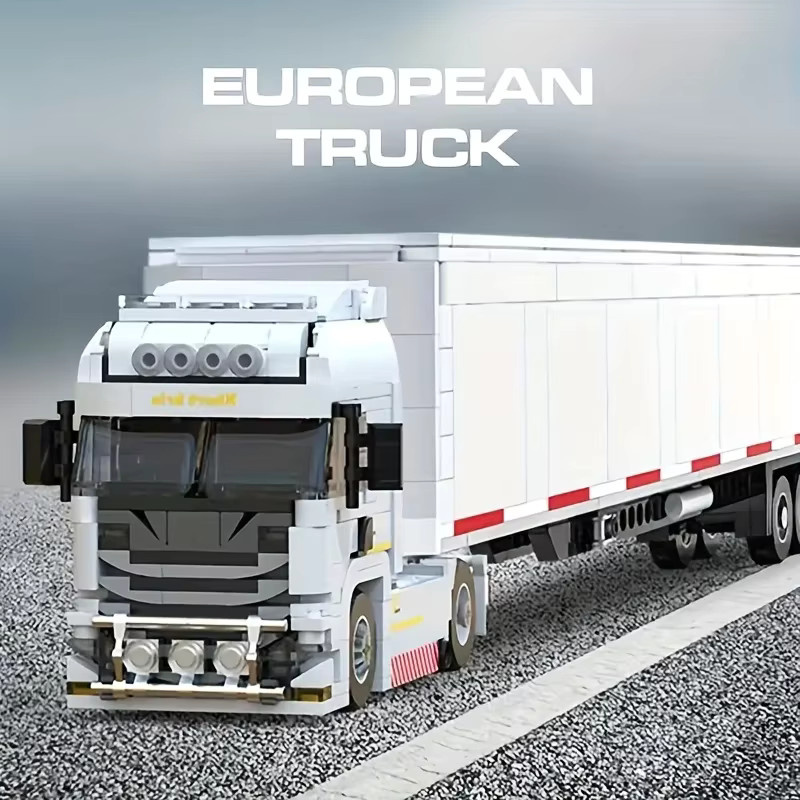 Urban Traffic Logistics 2-in-1 Bausteine-Set mit europäischem Anhänger und Kofferwagen in Weiß - Bild 2
