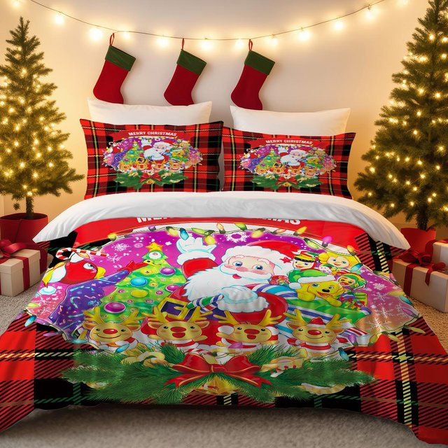 3-teiliges Bettwäscheset Monika Chen mit Weihnachtsmann-Druck, Multicolor, B/H: 135 x 200 cm - Bild 1
