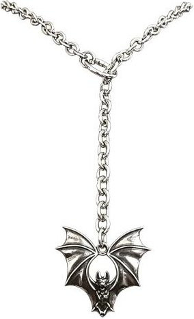 Astrid Lariat Y-Halskette, Fledermaus-Anhänger, Edelstahl, Silber, Damen - Bild 1