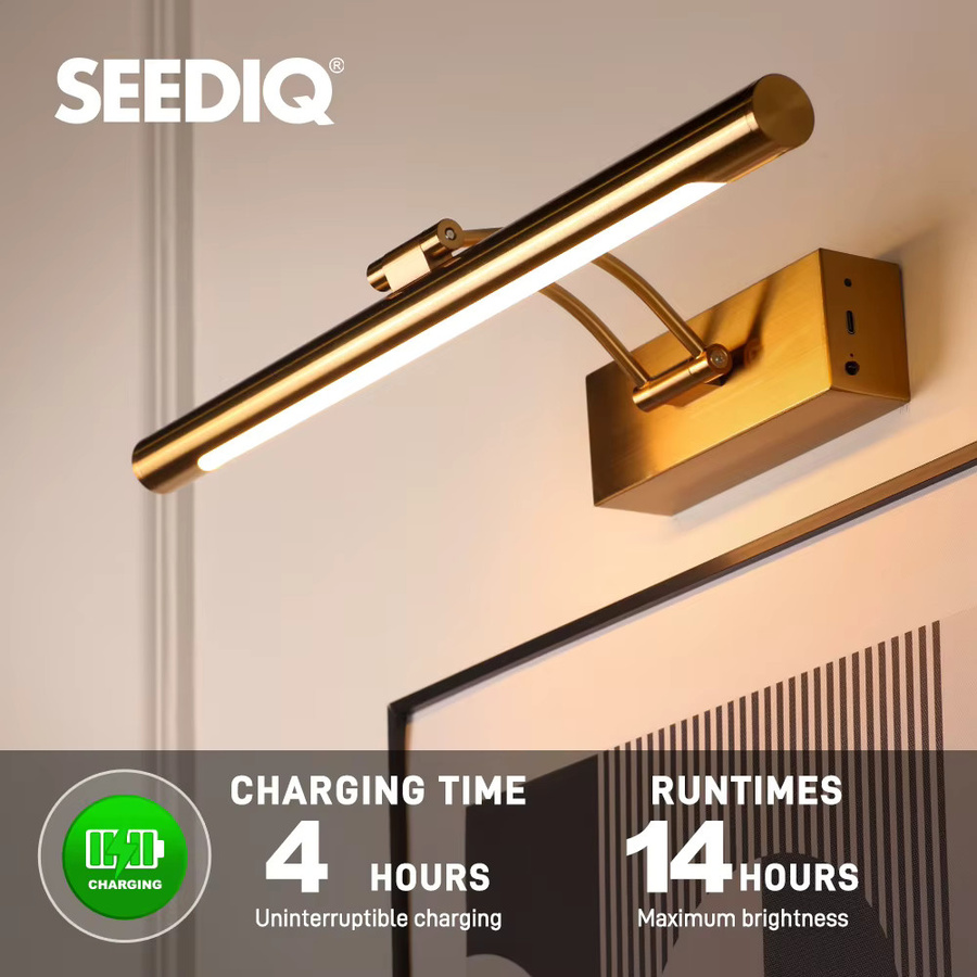 Seediq Wiederaufladbare LED-Wandleuchte in Gold/Messing mit Fernbedienung, Breite: 40 cm - Bild 4