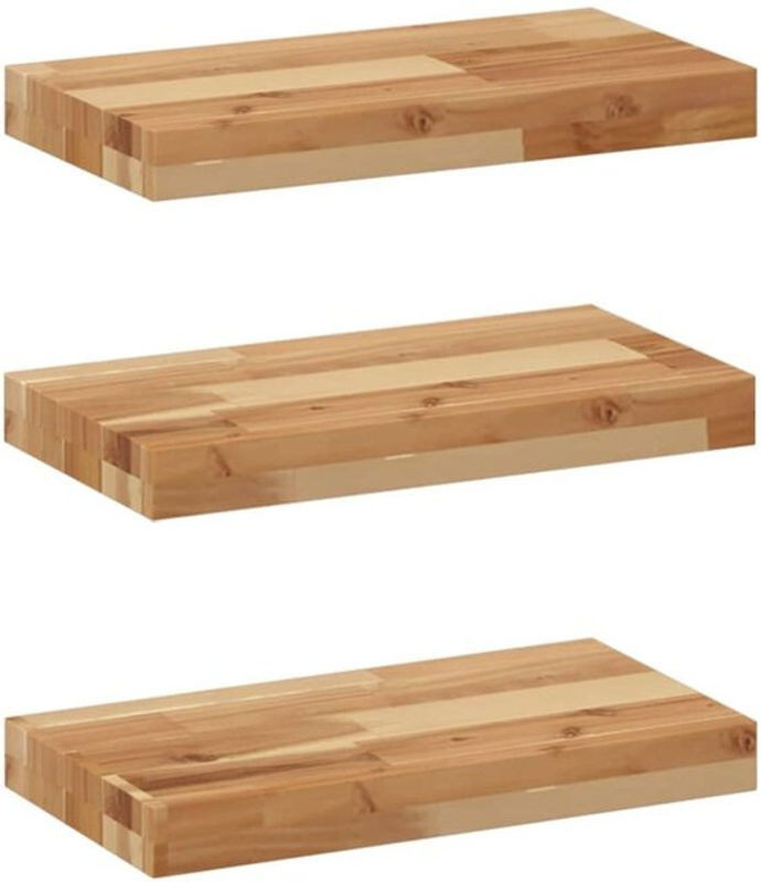 Vidaxl Schweberegale aus Massivholz Akazie, 3er Set, Natur/Braun, B/T/H: 60 x 20 x 4 cm - Bild 1