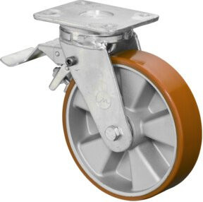 BS Schwerlastrolle RR120.B90.200 aus Aluminium in Orange mit Schraubbefestigung - Bild 1