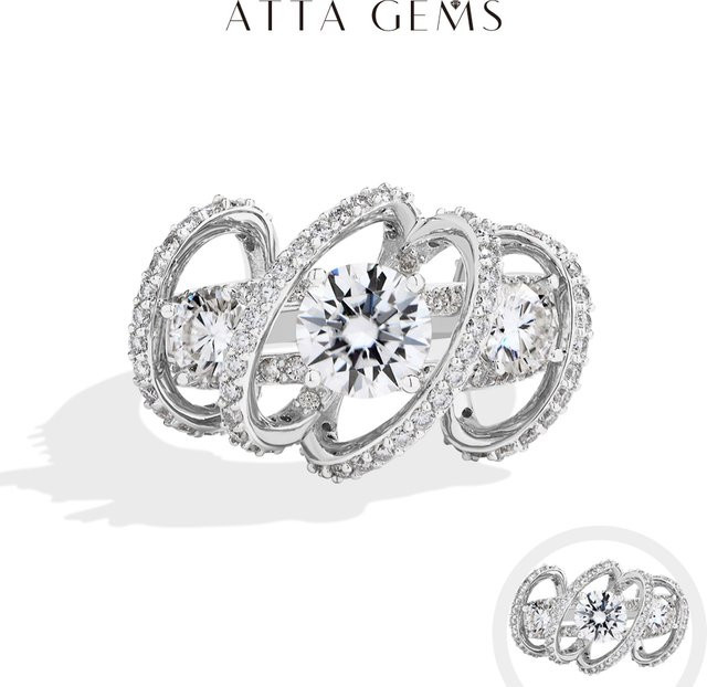 ATTAGEMS Ring, Moissanit, 925 Silber, Damen - Bild 1