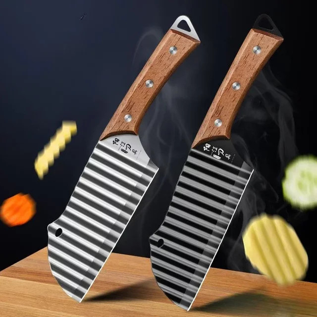 PLYS Kartoffelschneider aus Edelstahl mit gewellter Klinge in Silber und Lila - Bild 1