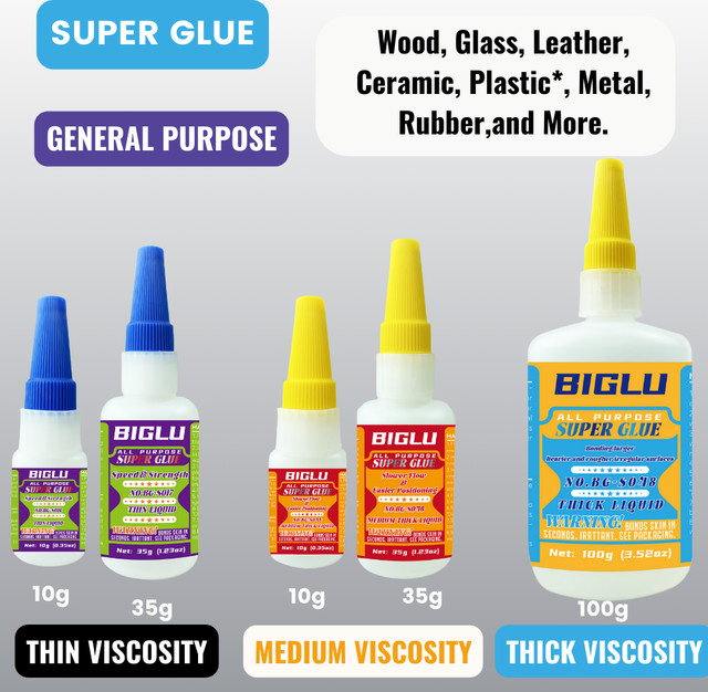 BIGLU Superkleber flüssig, transparent, Allzweck-CA-Kleber für Kunststoff, Holz, Metall und PVC - Bild 1