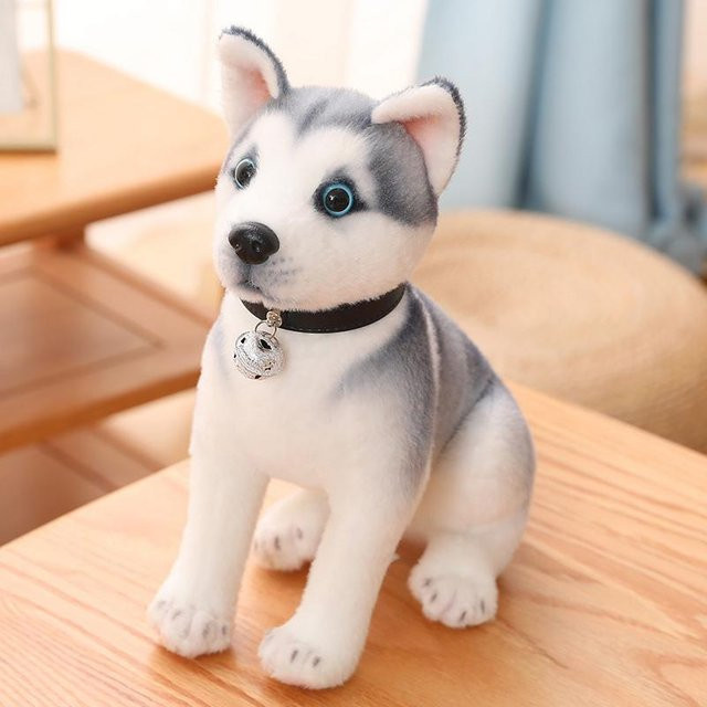 Kidsly Simulation Husky Hund Plüsch Spielzeug, Stofftier, 30cm, Grau - Bild 1