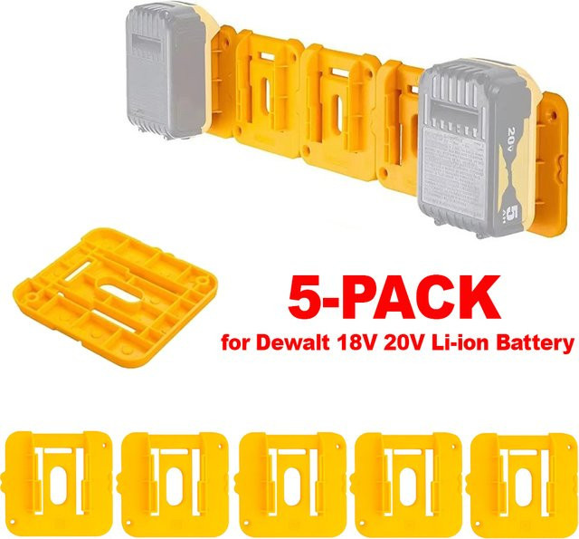 DeWalt Batteriehalter für 20 V Akkus DCB200 DCB201 DCB202, gelb, Wandhalterung für Arbeitswagen und Regale - Bild 1