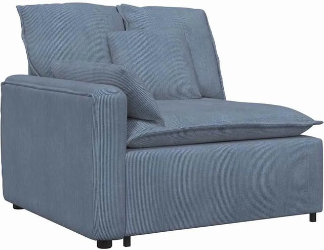 vidaXL Modulares Sofa Endmodul mit Armlehne und Kissen in Blau, Breite: 112 cm, Tiefe: 105 cm, Höhe: 64 cm - Bild 1