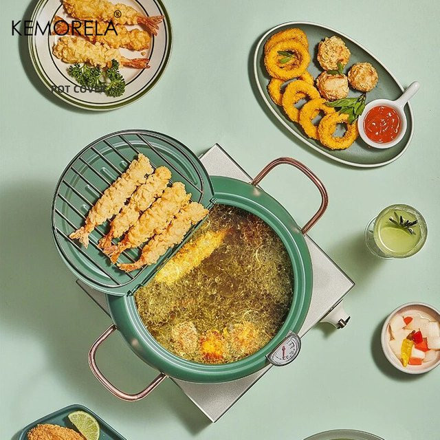 KEMORELA Edelstahl-Induktionsfritteuse mit digitalem Temperaturanzeige in Silber und Grün - Bild 1