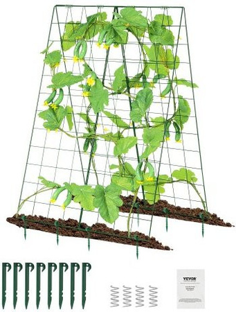 VEVOR Rankhilfe Spalier aus Eisen in Grün für Kletterpflanzen, faltbares Metall-Gartenspalier mit Pflanzenklammern für Hochbeete und Gemüse, B: 117 cm, H: 84 cm