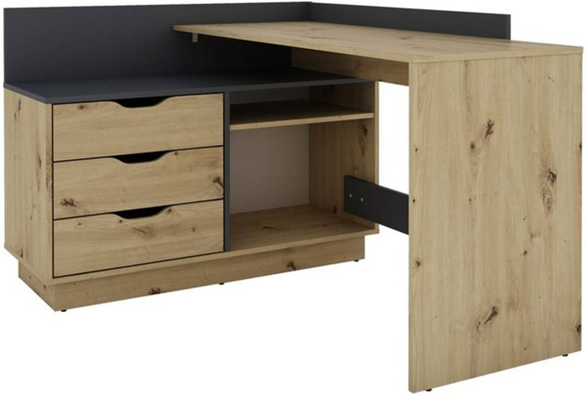 byLIVING Winkelschreibtisch BELFAST in Artisan Eiche und Anthrazit, B: 129 cm, H: 84 cm, T: 105 cm - Bild 5