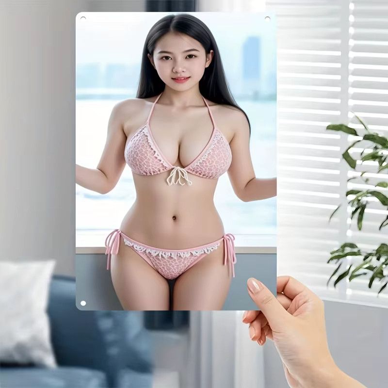 CIFBUY Metall Wandkunst Schild Pink Lace Bikini als 2D Deko für Home Bar und Cafe - Bild 3