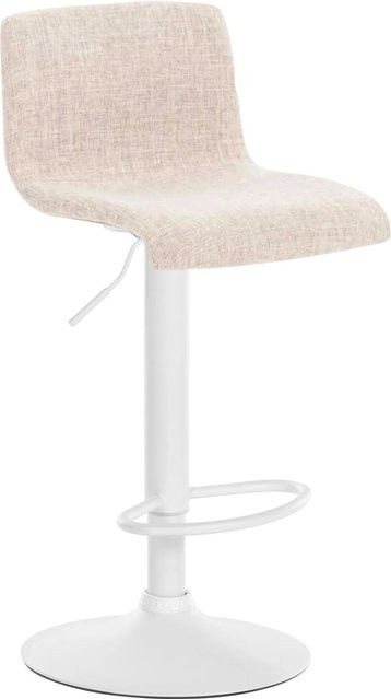 DELUKE Barhocker PESAN in Creme Weiß, höhenverstellbarer Barstuhl mit Lehne, drehbar, Stoff und Metall, B/T/H: 39 x 36 x 84 cm - Bild 1