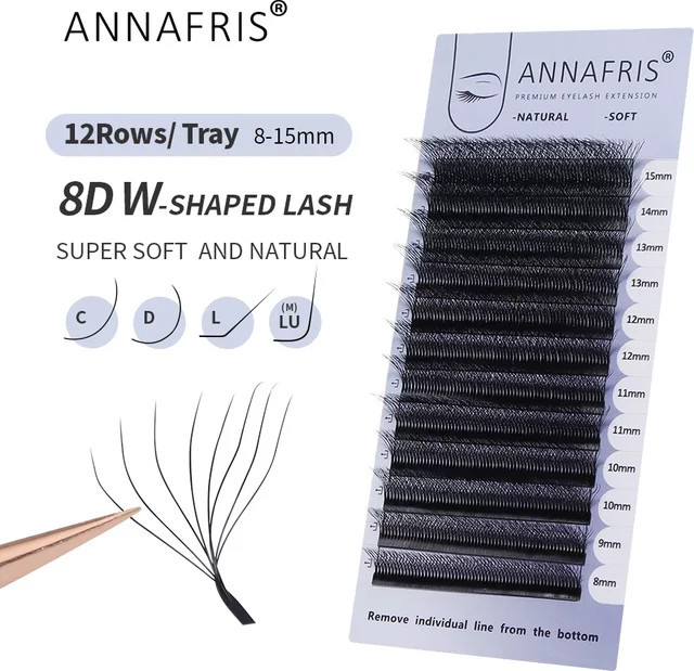ANNAFRIS W-Wimpernverlängerung, vorgefertigte Volumenfächer, natürlich - Bild 1