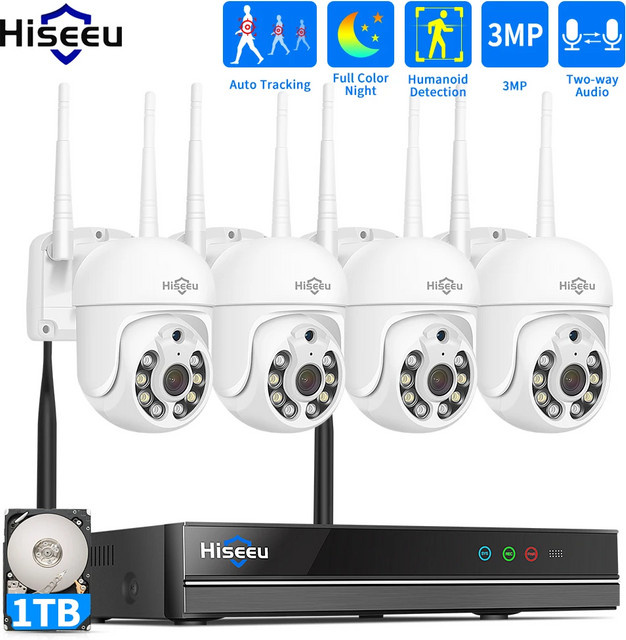 Hiseeu 5MP WLAN CCTV-Kamera Sicherheitssystem-Set mit 10-Kanal NVR-Rekorder und weißen Außen-IP-Kameras zur Videoüberwachung - Bild 1