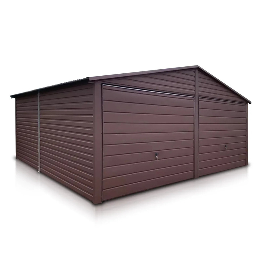 Liderstal Doppelgarage Premium aus Trapezprofilblech mit Satteldach und Schwingtor in Dunkelbraun, B/T/H: 600 x 550 x 280 cm - Bild 2