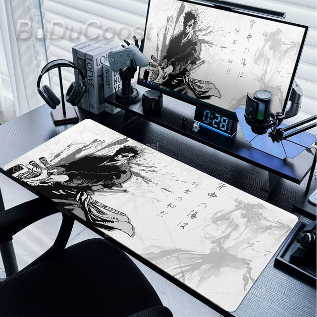 Bandai One Piece Anime Roronoa Zoro Mauspad in Schwarz-Weiß als Extended Desk Mat für PC Gamer und E-Sports - Bild 1