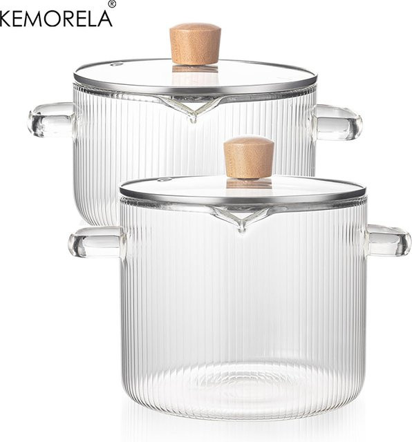 KEMORELA Kochpfanne mit Glasdeckel, hitzebeständig und transparent, 1,8 l oder 2,3 l - Bild 1