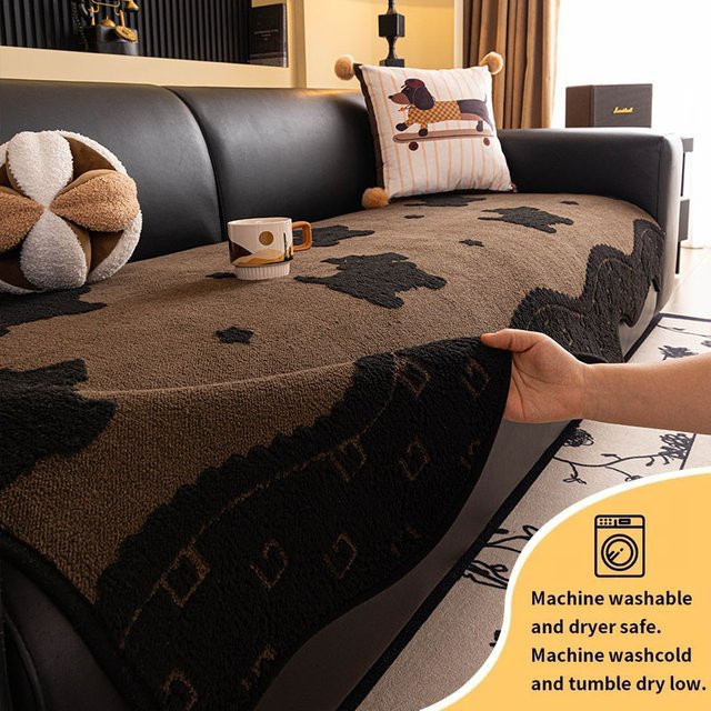 Retro Sofa Kissen in Braun mit unregelmäßiger Form und Anti-Rutsch-Funktion - Bild 1