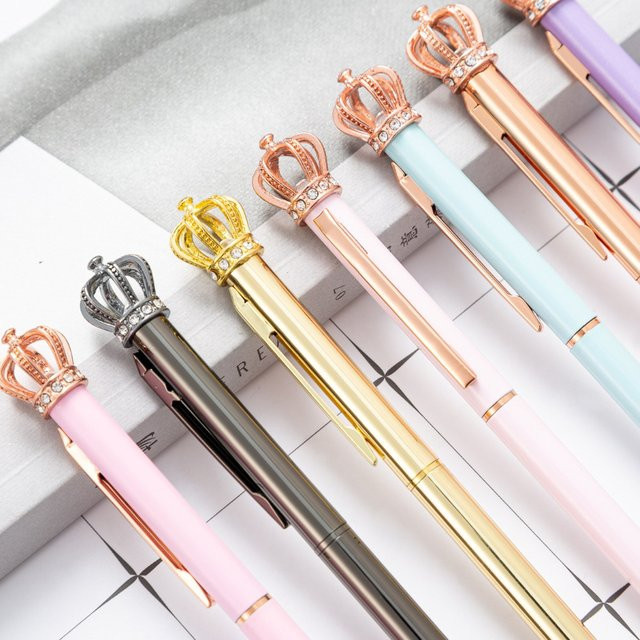 TWBEB Krone Kugelschreiber aus Metall mit Kristall-Design in Silber und Multicolour, 2 oder 3 Stück Set - Bild 1