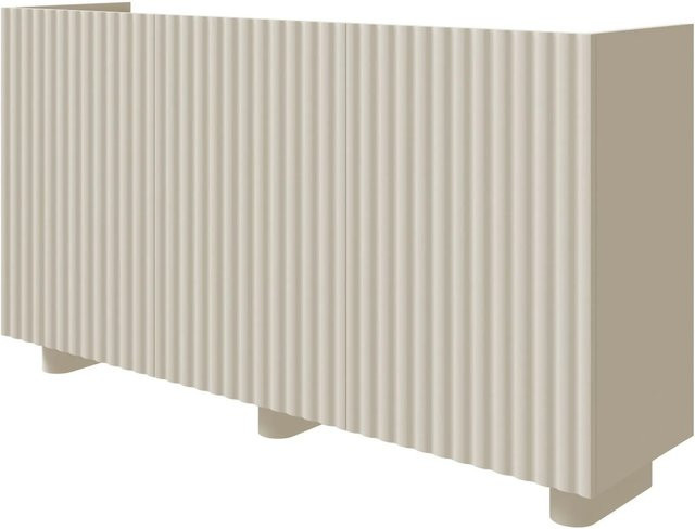 Selsey Sideboard Fiorra Dreitürig in Kaschmir, modern und matt mit geriffeltem Design, Breite: 144 cm - Bild 1
