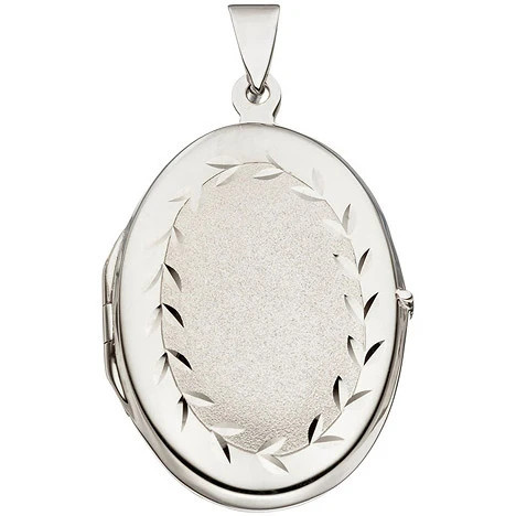 Colfem Medaillon Anhänger, 925 Sterling Silber, oval, mattiert, Unisex - Bild 1