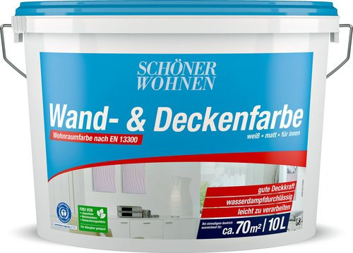 Schöner Wohnen Wand- und Deckenfarbe Weiß matt, 10 l - Bild 1