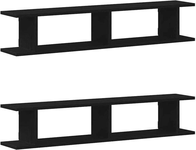 vidaXL Wandregale 2er Set in Schwarz und Eichen-Optik, B/H/T: 105 x 18 x 20 cm - Bild 1