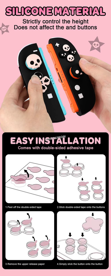 Royaldraid Gaming-Zubehör Set für Nintendo Switch, OLED und Lite: Thumb Grip Caps, Joystick-Kappen und ABXY-Tasten-Aufkleber in Multicolour - Bild 5