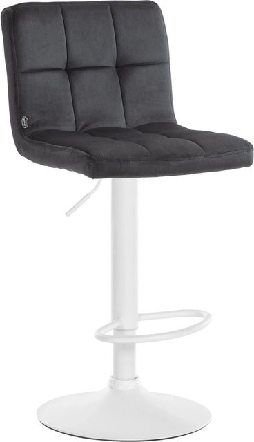 DELUKE Barhocker BRISBAN mit Lehne, Schwarz und Weiß, Samt, modern, 360 Grad drehbar - Bild 1