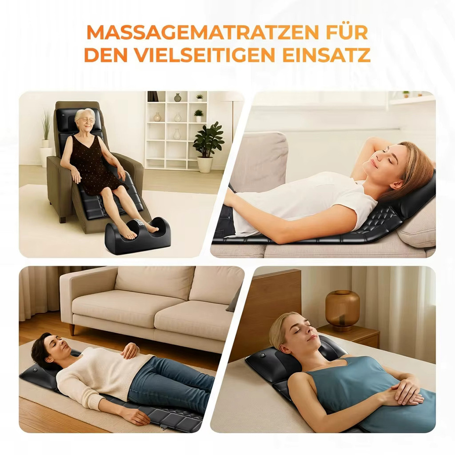 HIMOUTA Shiatsu-Massagematte mit Ganzkörper-Vibration und Heizfunktion in Schwarz zur Schmerzlinderung bei Nacken und Beinen - Bild 6