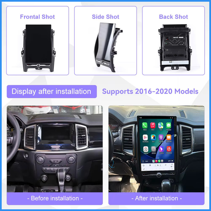 MOOKAKA Android 15.0 Autoradio mit 14,5 Zoll Tesla-Bildschirm für Ford Ranger Everest 2016 - 2021, GPS-Navigation und Multimedia-Player, Schwarz - Bild 2