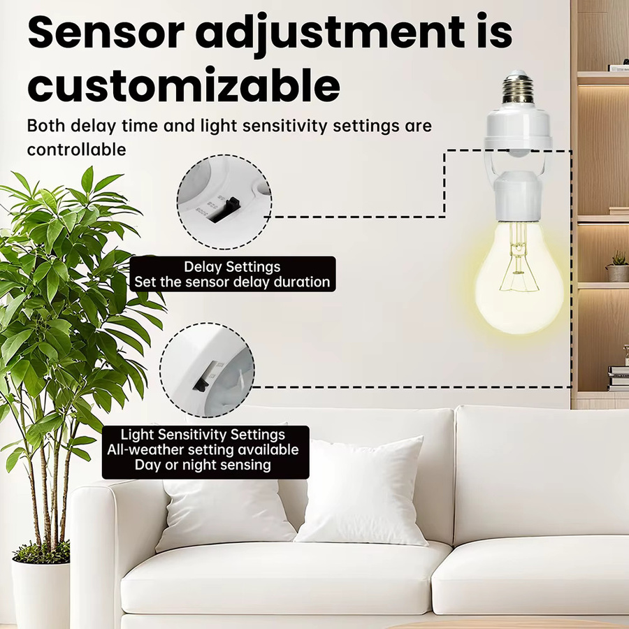Diymore E27 Steckdose mit Bewegungsmelder und Infrarot-Sensor in Weiß - Bild 3