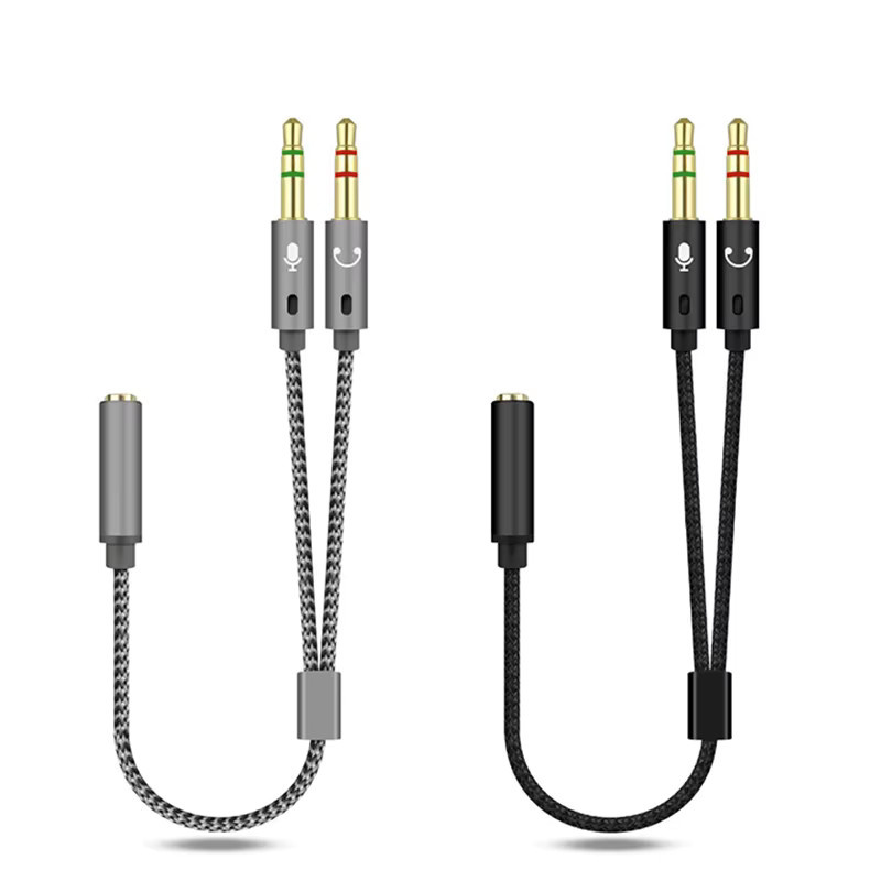 JCD Y-Splitter-Kopfhörer-Adapter Schwarz mit 3,5 mm Klinke für Headset auf PC (1 Buchse auf 2 Stecker) - Bild 2