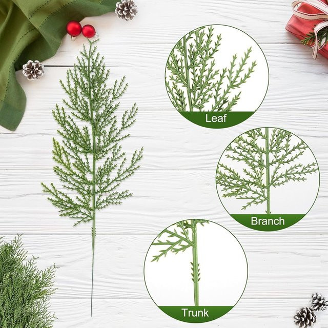 Yusheng Künstliche Kiefernnadeln aus Kunststoff für Weihnachtsdekoration und DIY-Projekte, Grün, 10 Stück - Bild 1