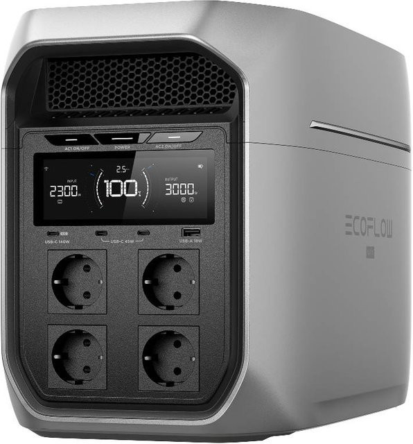 EcoFlow Delta 3 Max Plus Tragbare Powerstation Schwarz (2048 Wh, 3000 W) - Bild 1