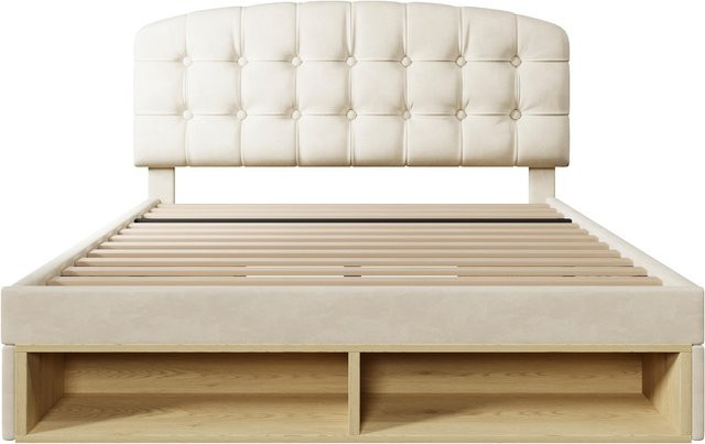 AB Store Polsterbett mit Lattenrost und Schubladen in Beige, H x B x T: 120 x 151 x 207 cm - Bild 1