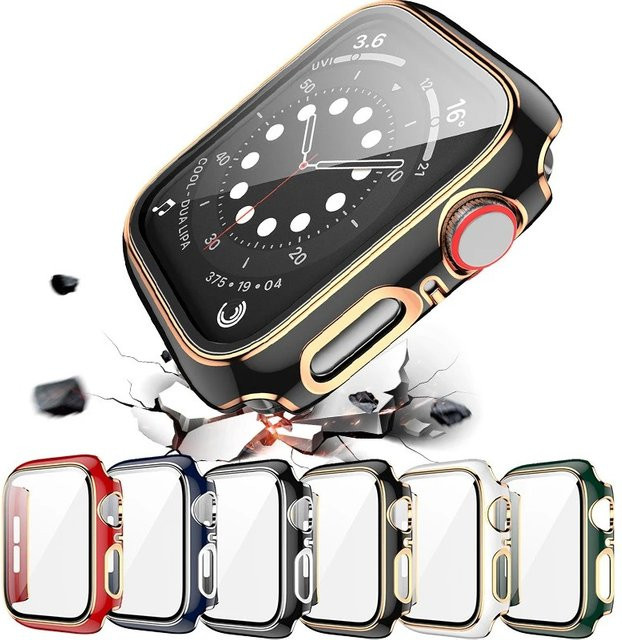 Correa Displayschutzfolie aus Glas mit Abdeckung für Apple Watch Serie 4 5 6 SE 7 8 9 in Weiß - Bild 1