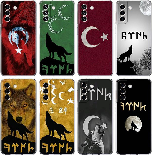 Handyhülle mit Grizkurt grauer Wolf Design für Samsung Galaxy S25 S24 S23 S22 S21 S20 S10 S9 S8 5G Modelle in Grau - Bild 1