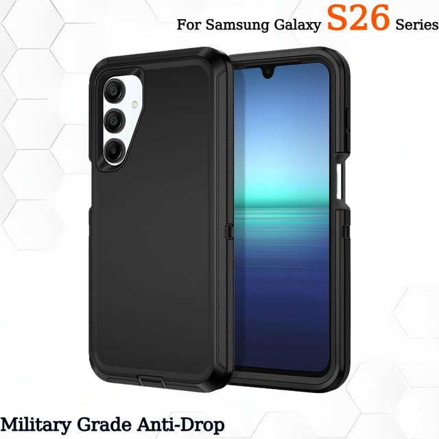OTT 3in1 Military Grade Handyhülle für Samsung Galaxy S26 S25 S24 S23 S22 Ultra Plus in Schwarz - Bild 1